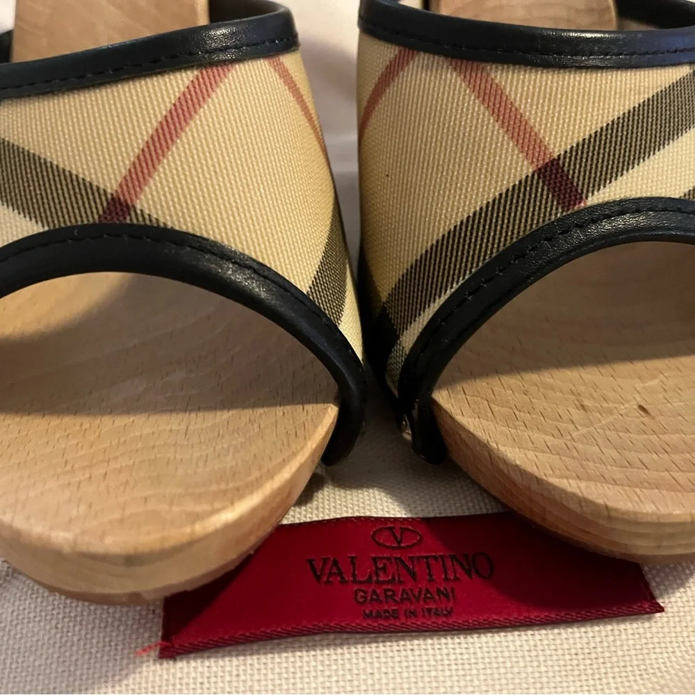 Burberry Black and Tan Plaid Mules - Picture 2 of 5